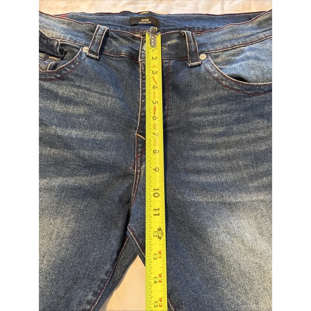 True Religion Mens Jeans 38x34 Geno Relaxed Slim Flap Pockets Dark Wash Blue USA